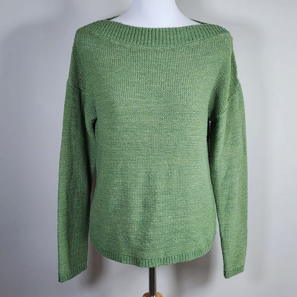Simons Knit Sweater Womens Small Green Boat Neck Earthy Forest Fairycore Winter